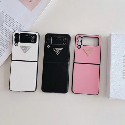 PRADA branded phone case in black color for Galaxy Z Flip & Z Fold