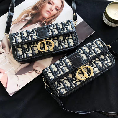 Luxury Christian Dior Phone Pouch Bag with Strap in Black Leather