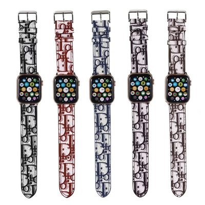 Luxury Classic Dior Apple Watch Band in black leather