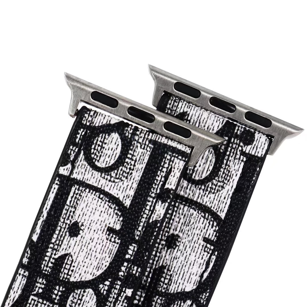 Luxurious Dior Apple Watch Band in silver metal