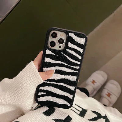 Soft and Cute Texture iPhone Case featuring charming embroidery, adding a touch of elegance to your device.