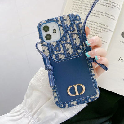 CD Luxury iPhone Case With Card Pocket & Lanyard