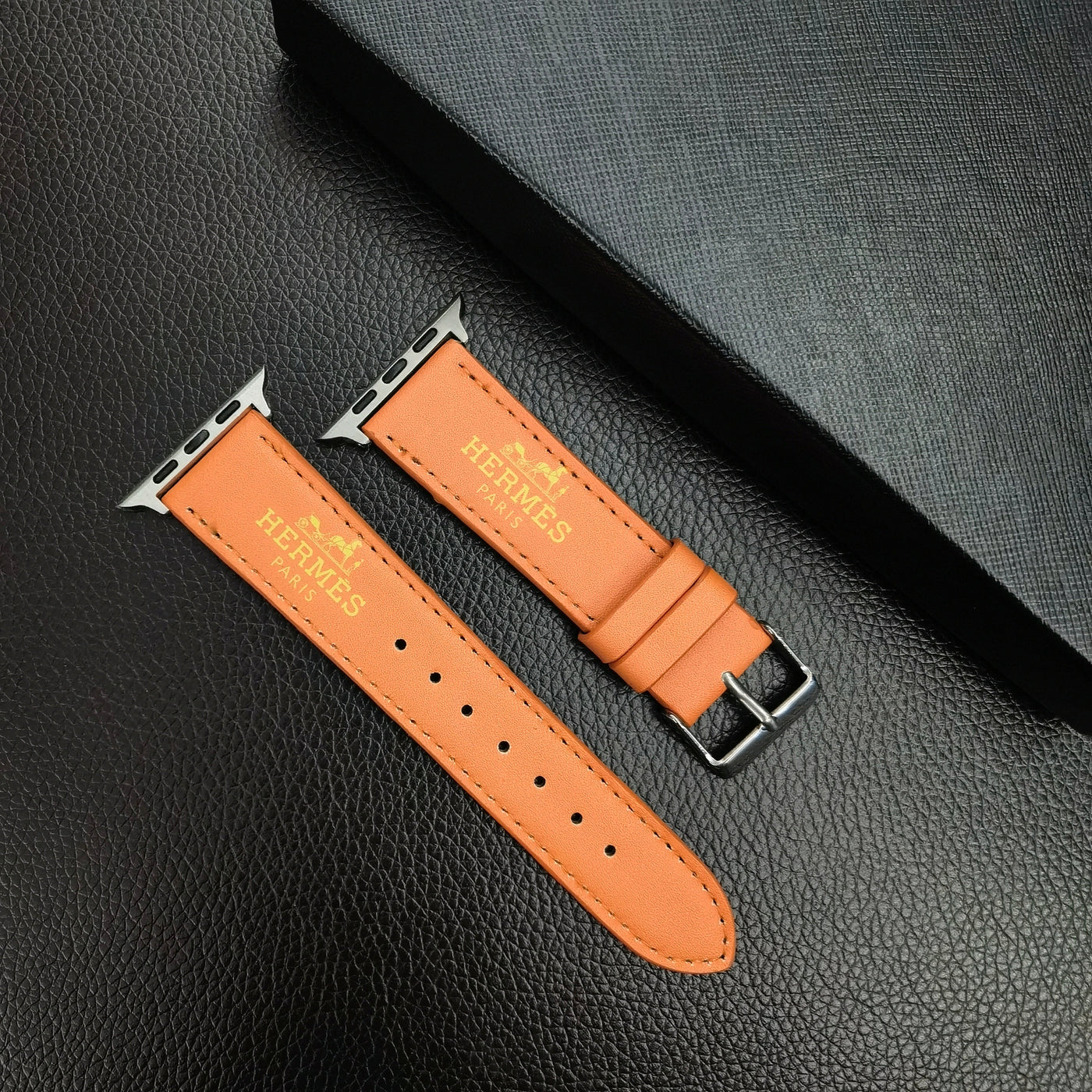 Luxurious Hermes-style Apple Watch band crafted from high-quality materials