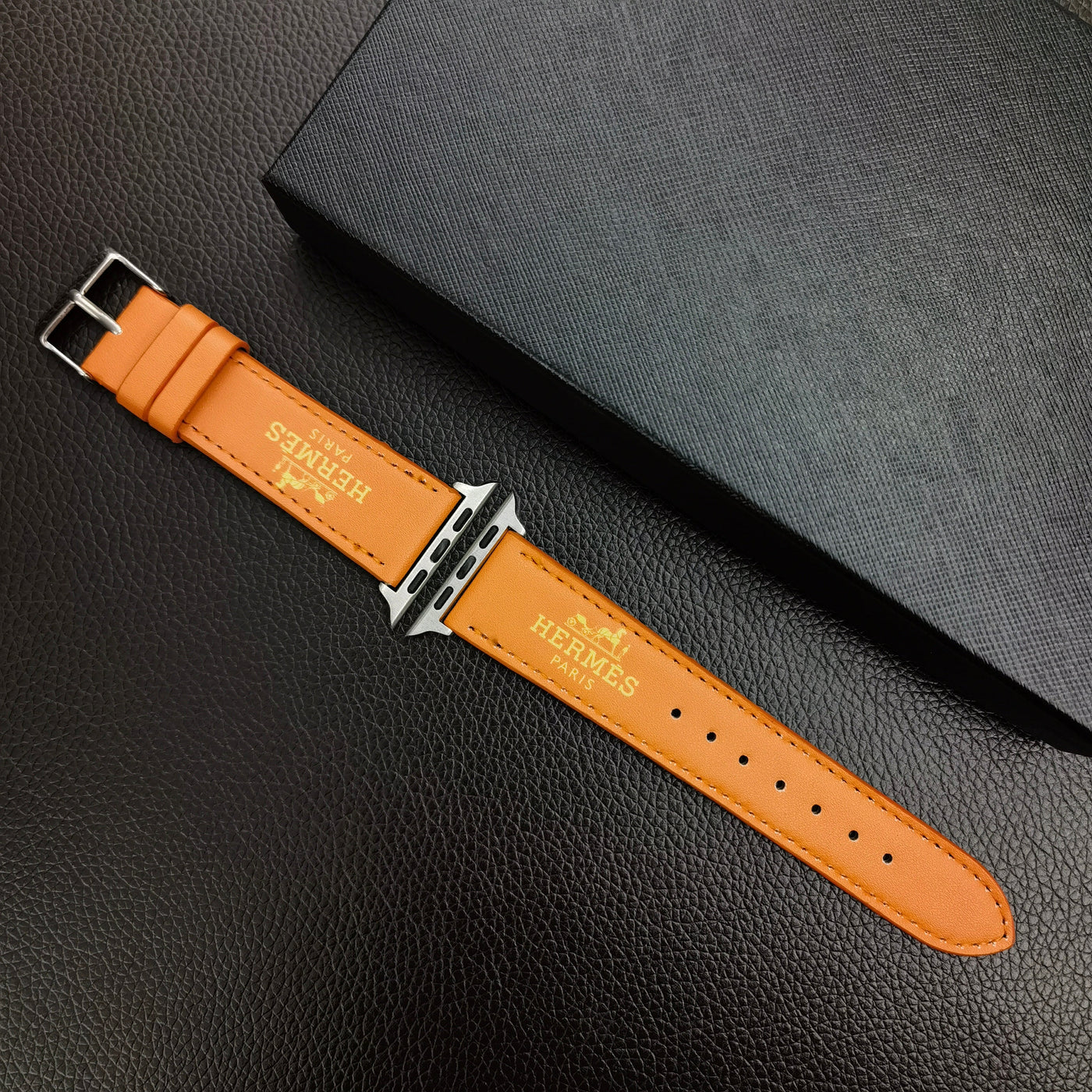 Elegant Hermes-inspired leather strap for Apple Watch