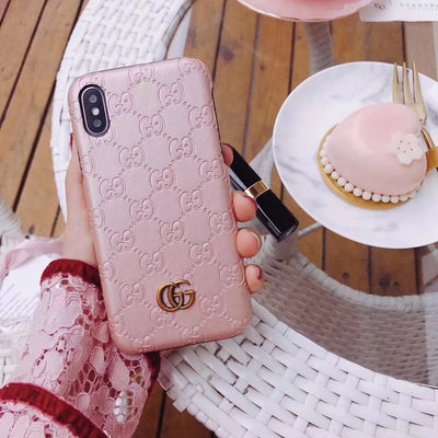 GG Debossed Luxury Phone Case for iPhone